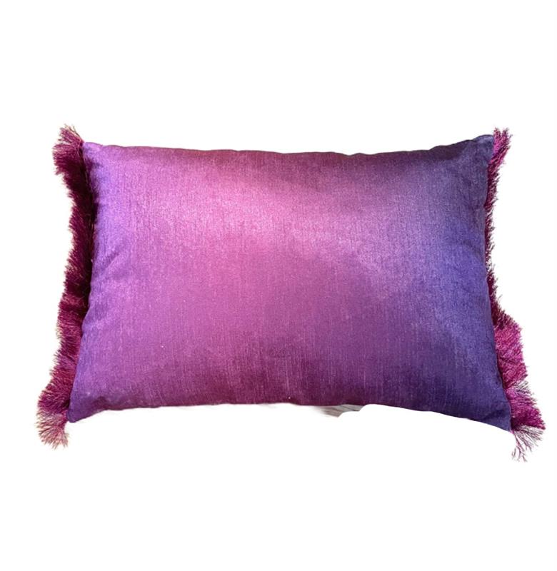 Velvet cushion w fringe