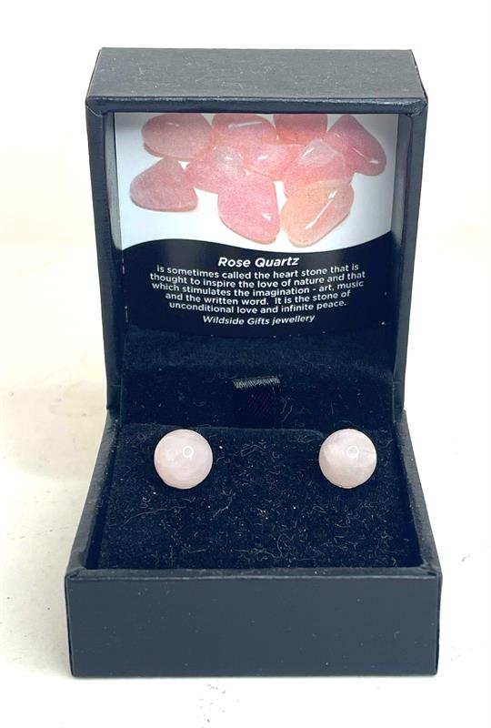 Earings, 8mm rose quartz stud