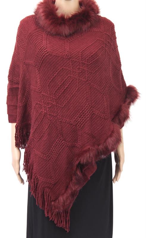 Poncho w/ fur collar