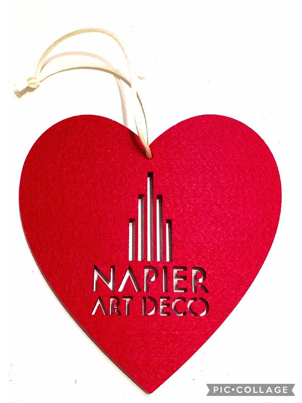 Art Deco Napier red felt heart