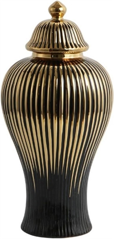 Temple Jar Scallop Black and Gold